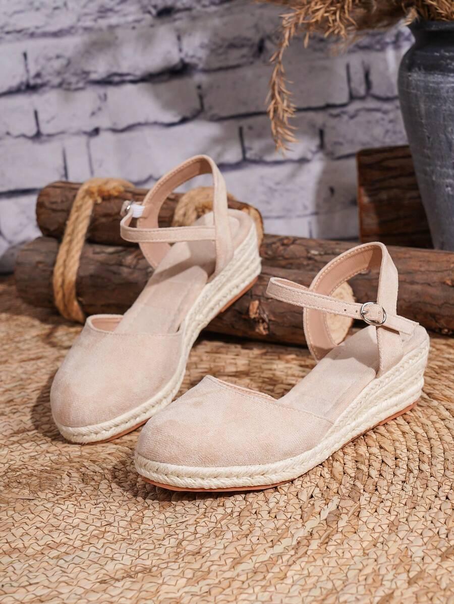 BEŻOWE ESPADRYLE koturn