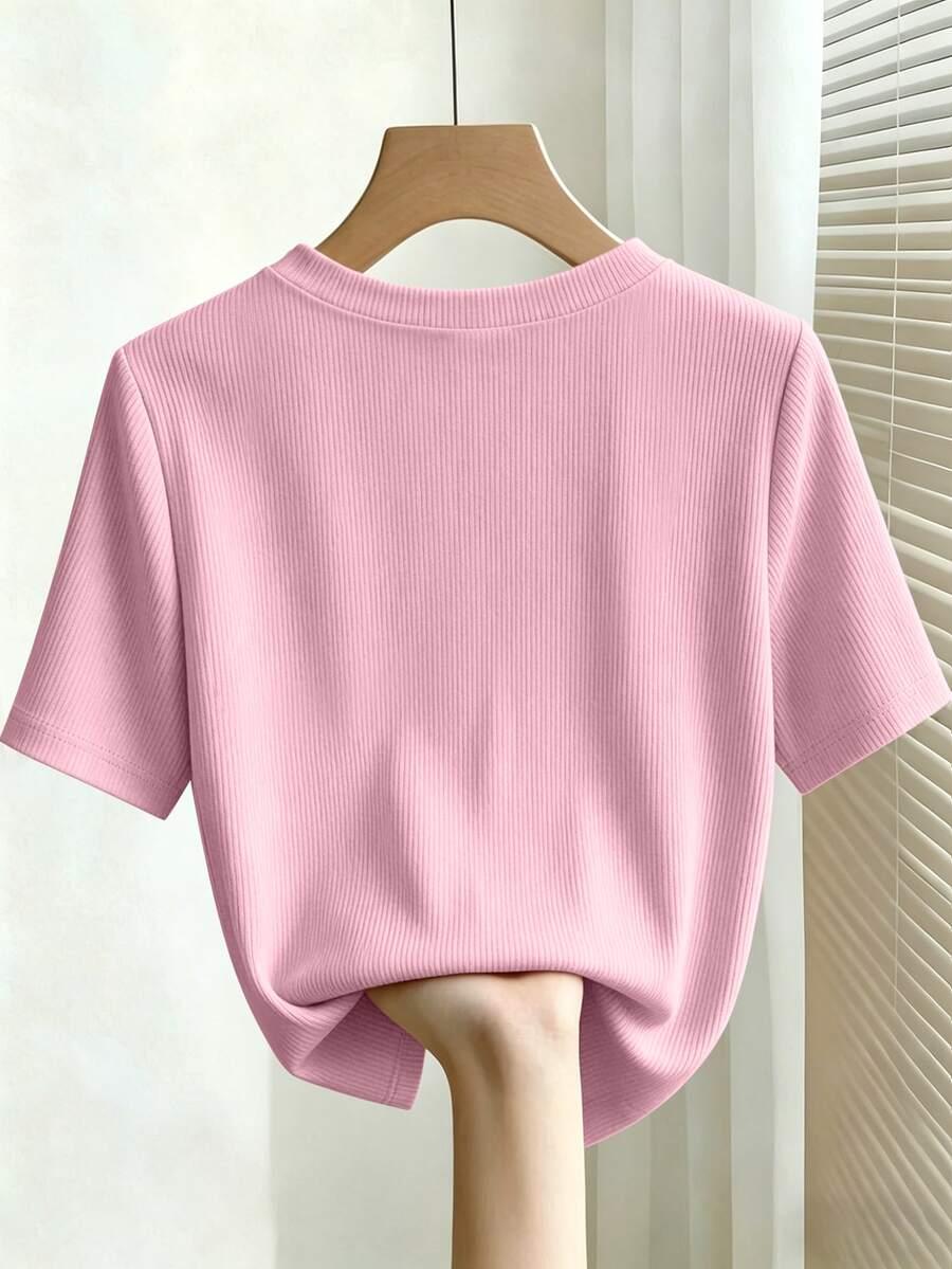 RÓŻOWY T-SHIRT zdobienie