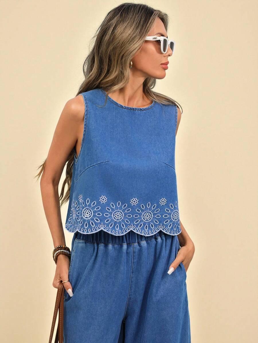 niebieska bluzka jeans
