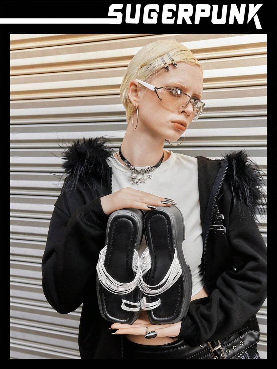 srebrne klapki casual 
