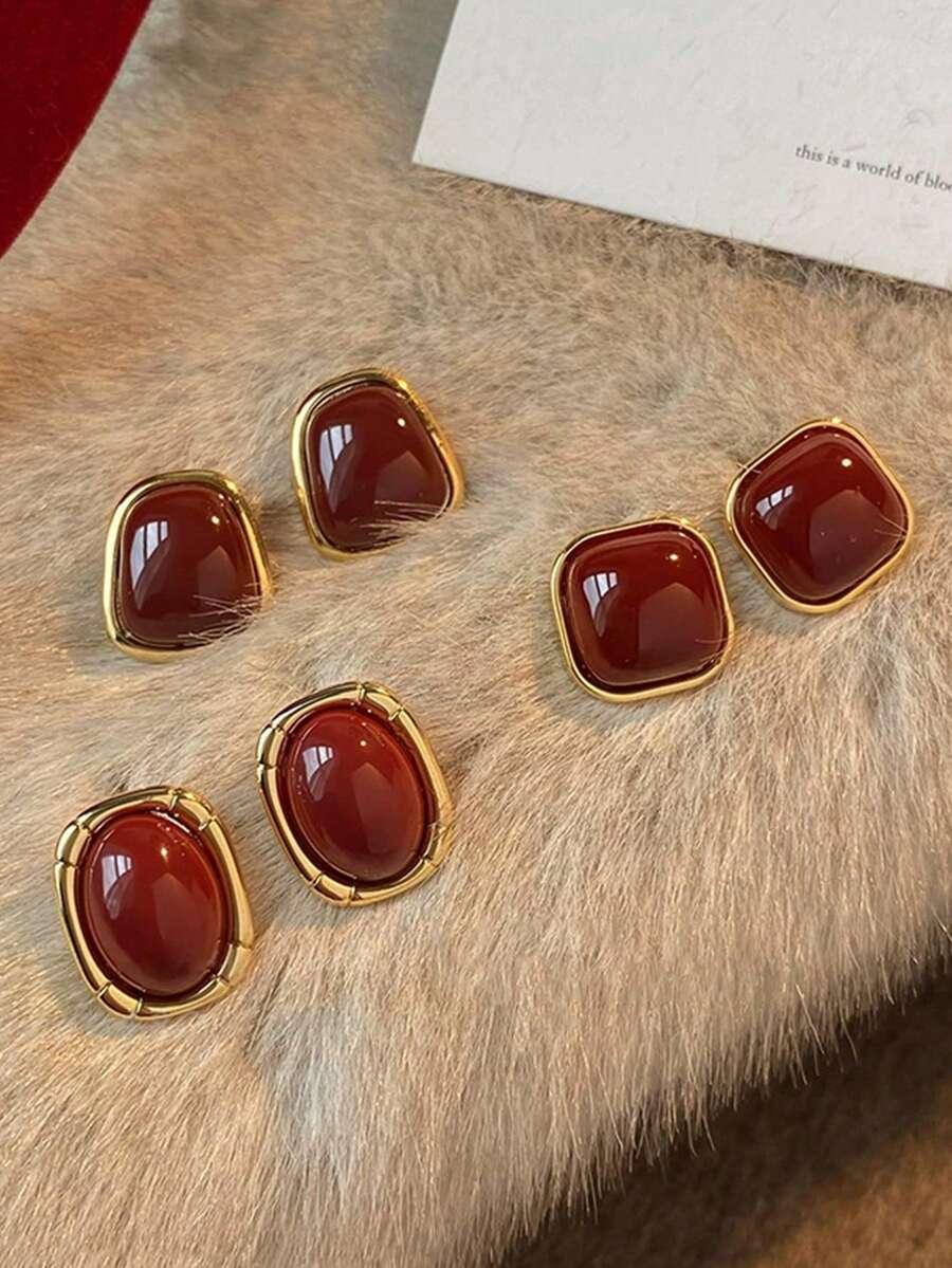 czerwone kolczyki 4-pack