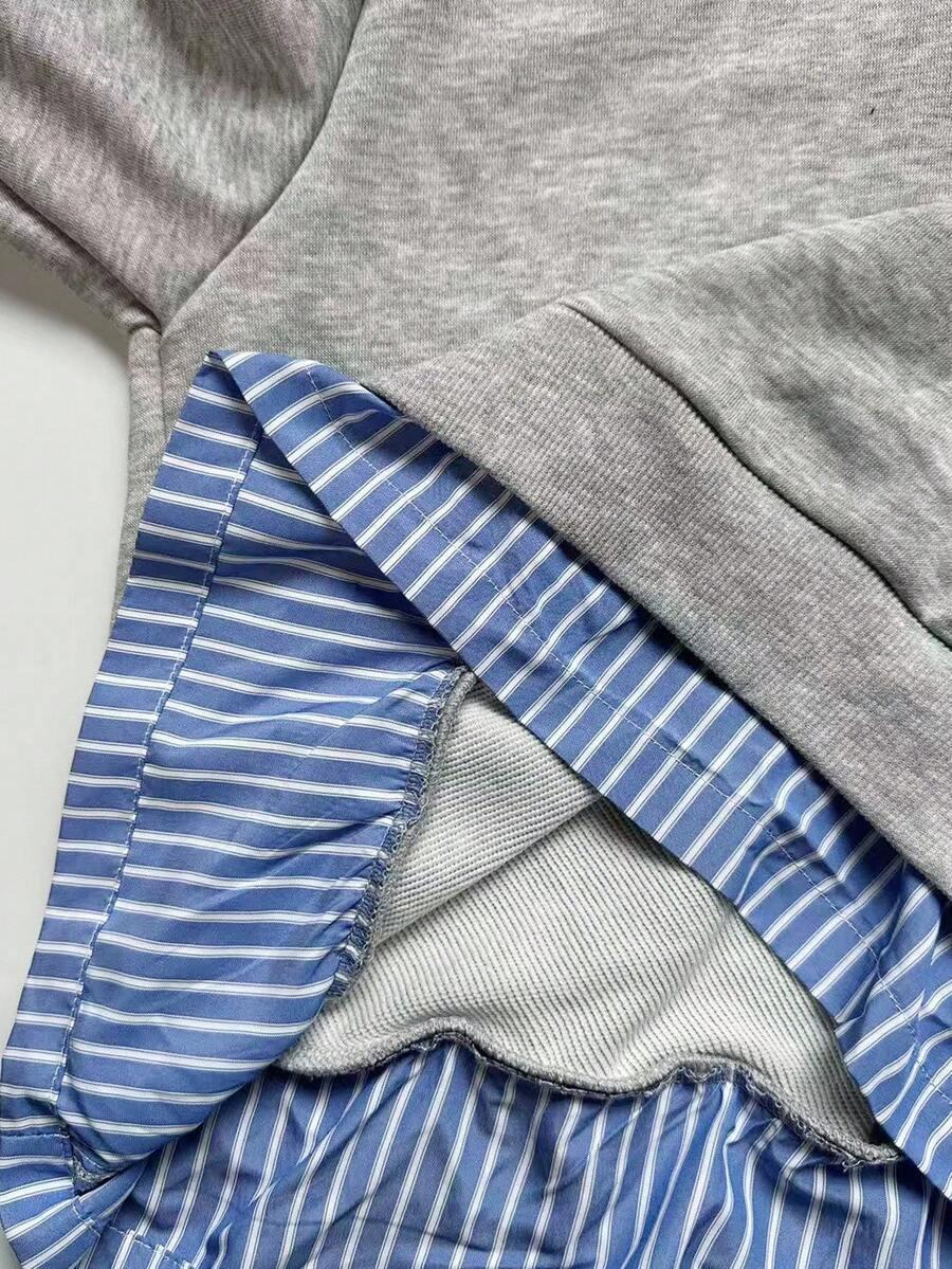DZIEWCZĘCA BLUZA Z KOSZULOWĄ WSTAWKĄ