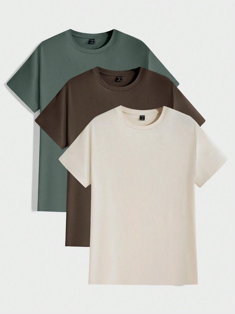 GŁADKI T-SHIRT OKRĄGŁY DEKOLT 3-PACK