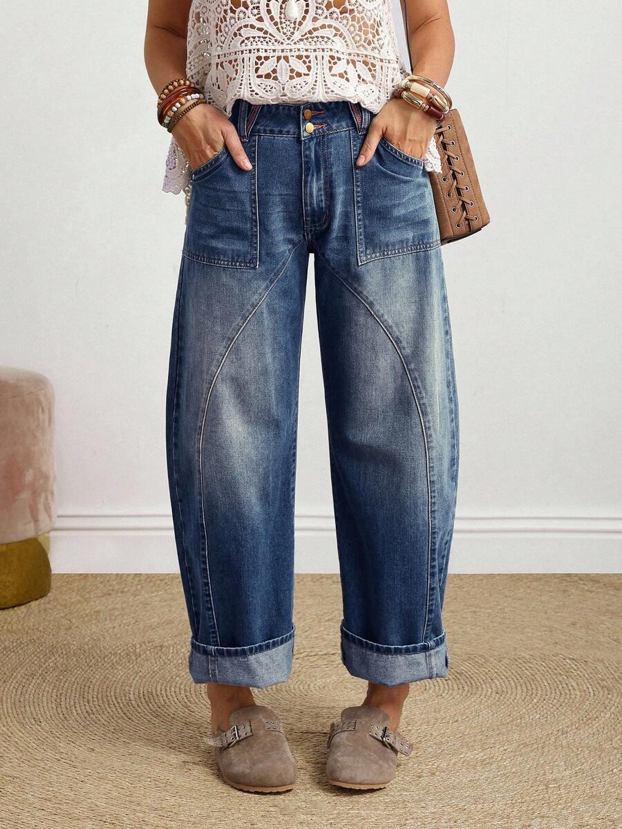 niebieskie spodnie jeans 