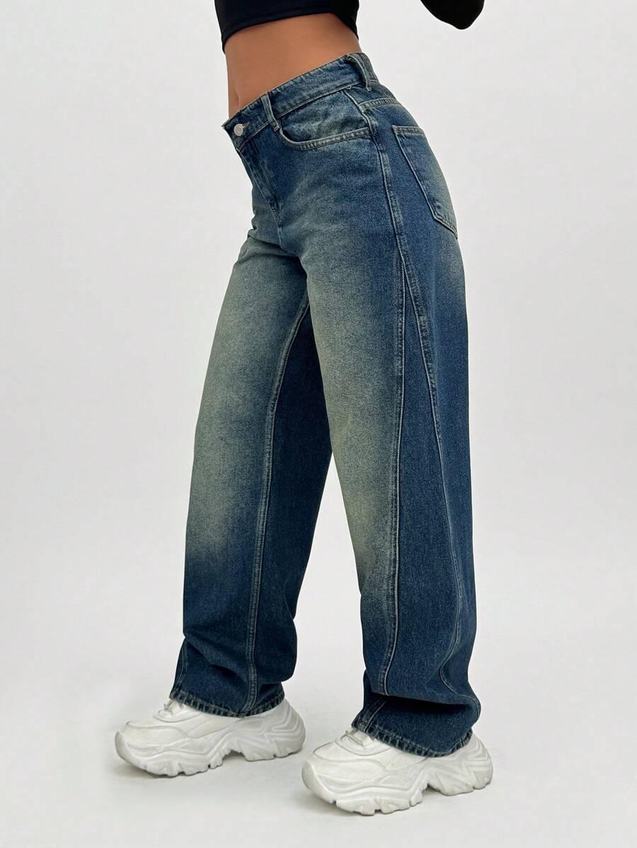 niebieskie retro jeansy 