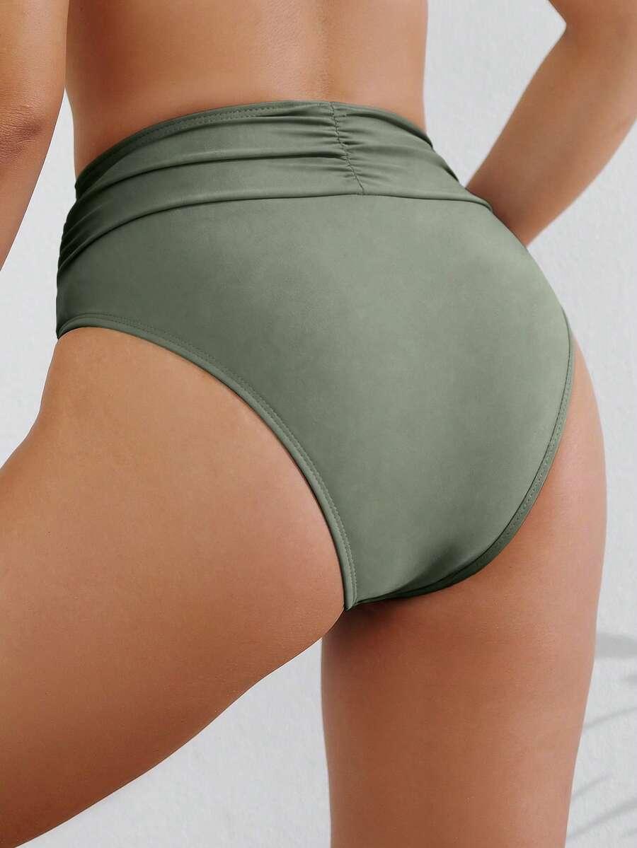 zielony dół od bikini marszczenia