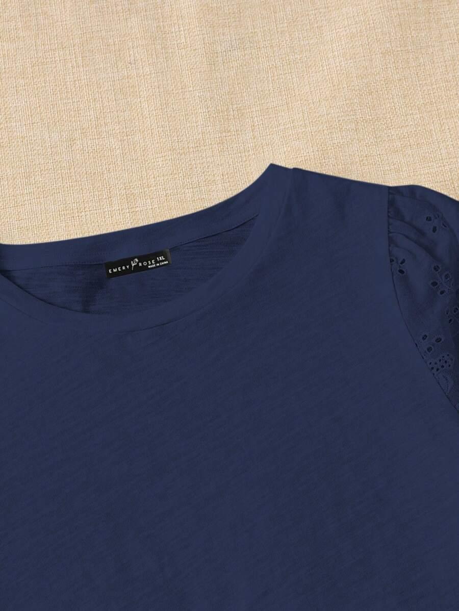 GRANATOWY BAWEŁNIANY T-SHIRT 