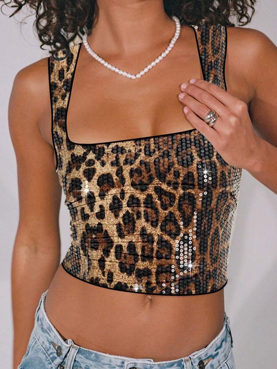 TOP ANIMAL PRINT cekiny