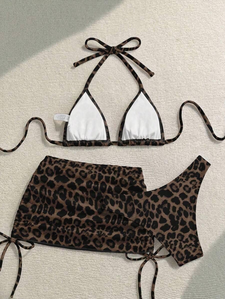 DWUCZĘŚCIOWY STRÓJ KĄPIELOWY NARZUTKA NA BIODRA ANIMAL PRINT