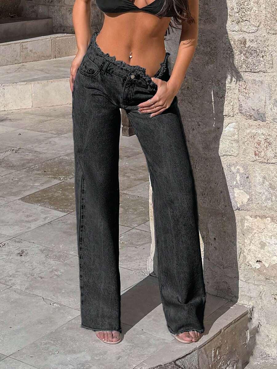 CZARNE SPODNIE JEANS