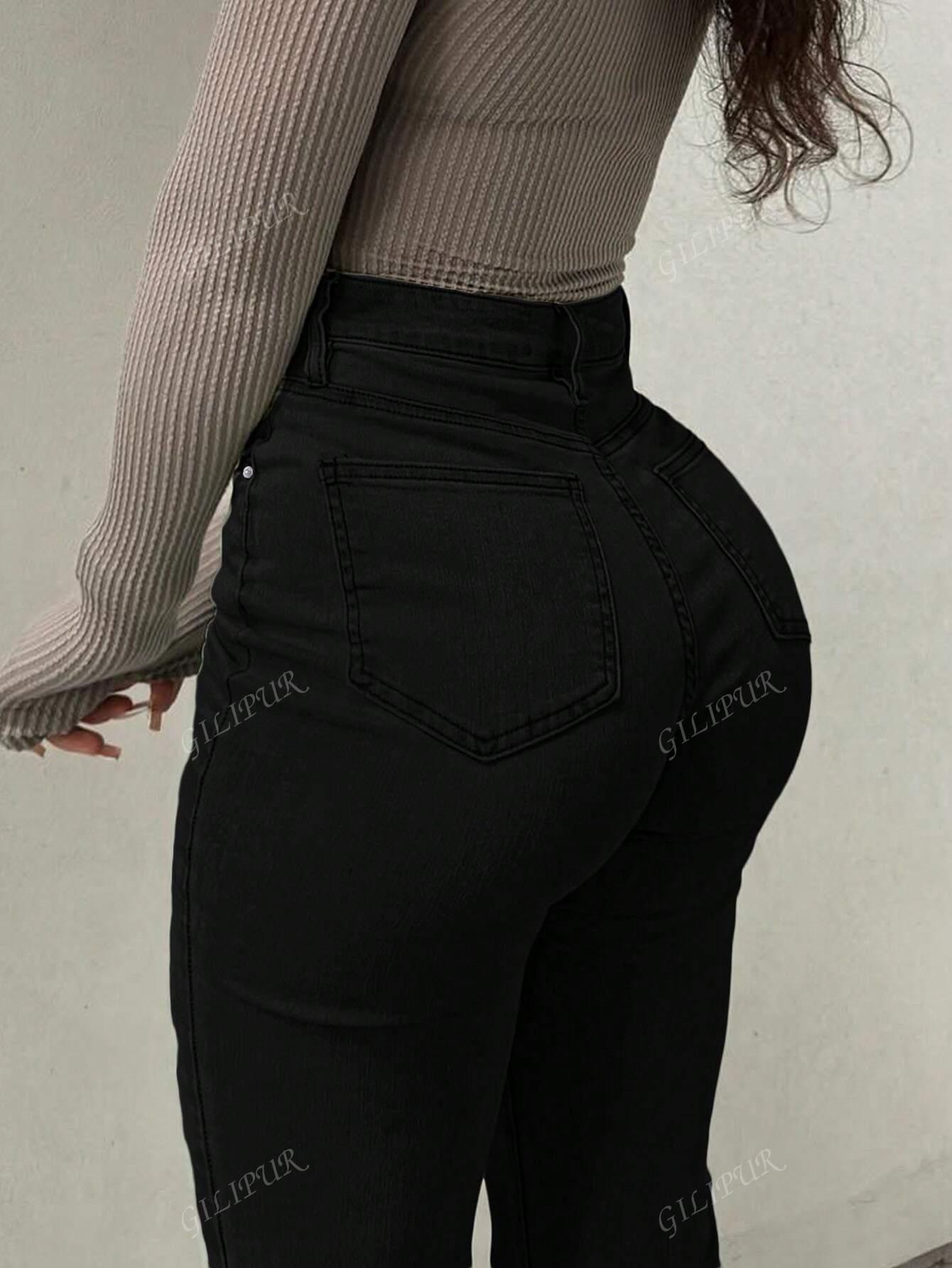 CZARNE SPODNIE JEANS 