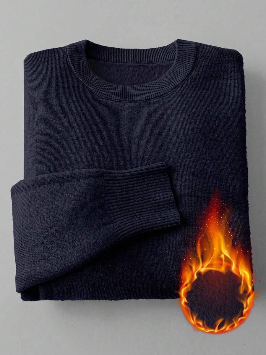 GRANATOWY SWETER OKRĄGŁY DEKOLT 