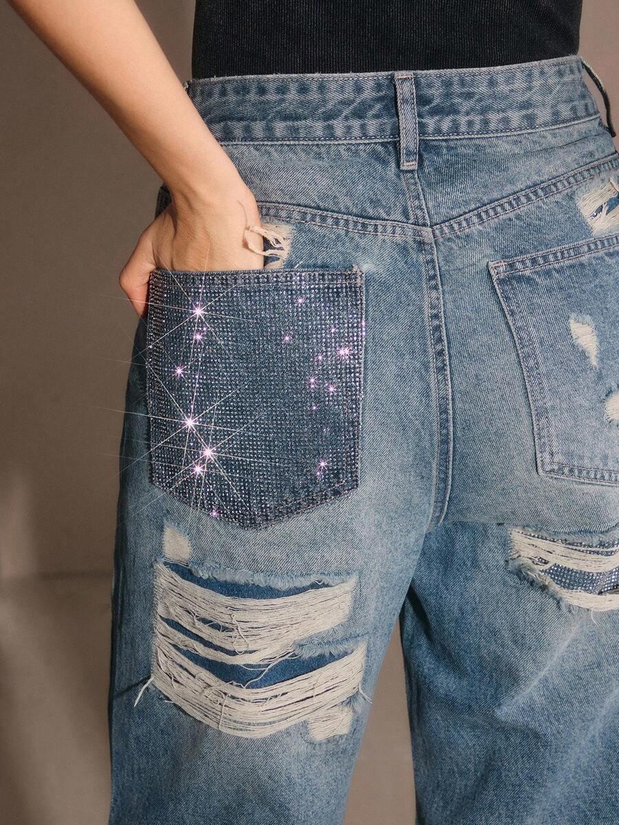 spodnie jeans zdobienie