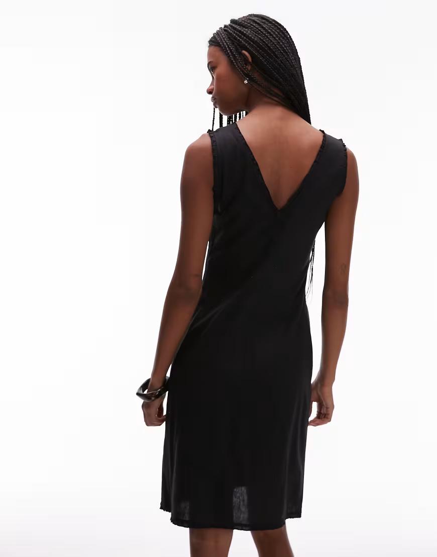 CZARNA MINI SUKIENKA V-NECK