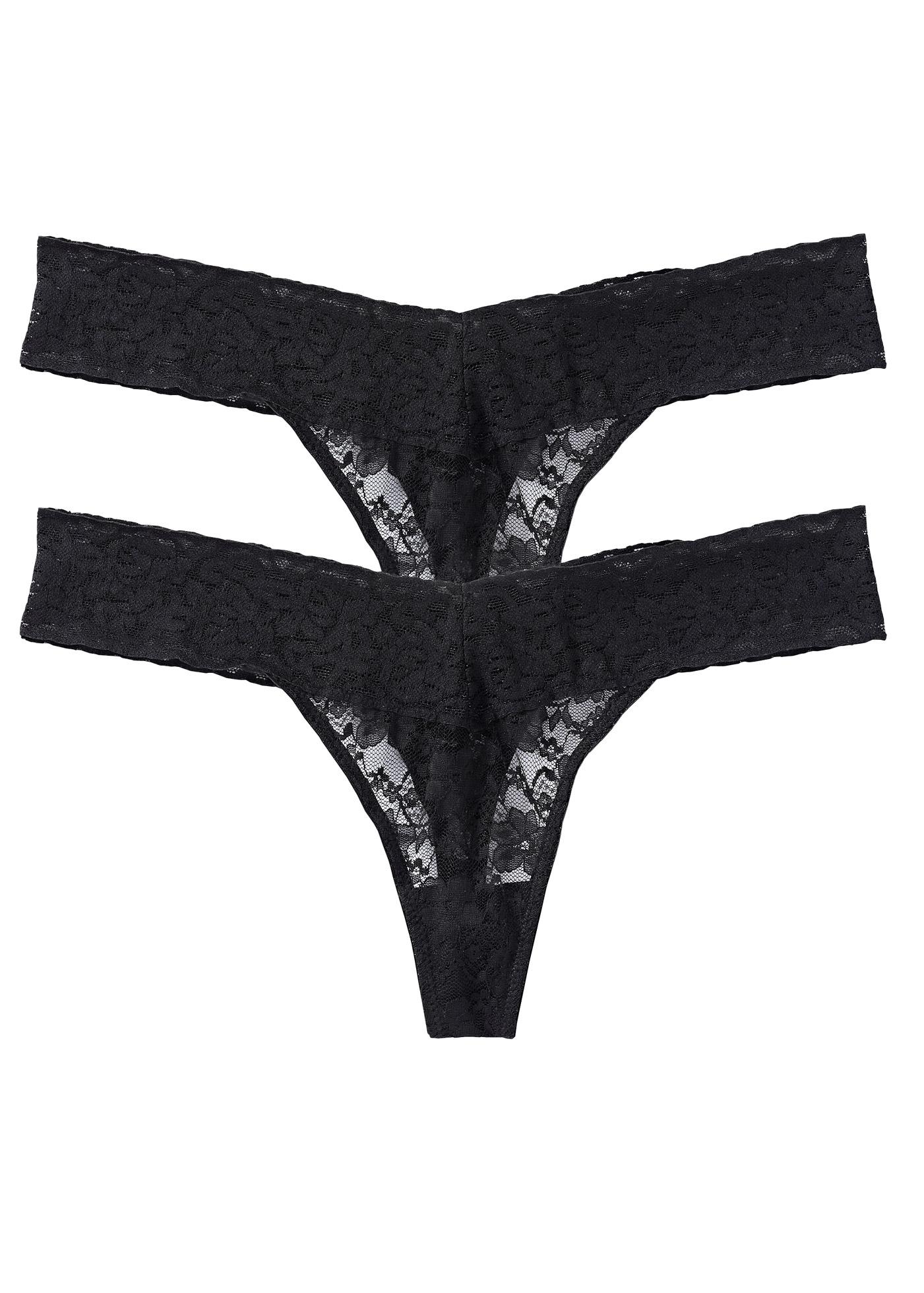 CZARNE KORONKOWE STRINGI 2-PACK