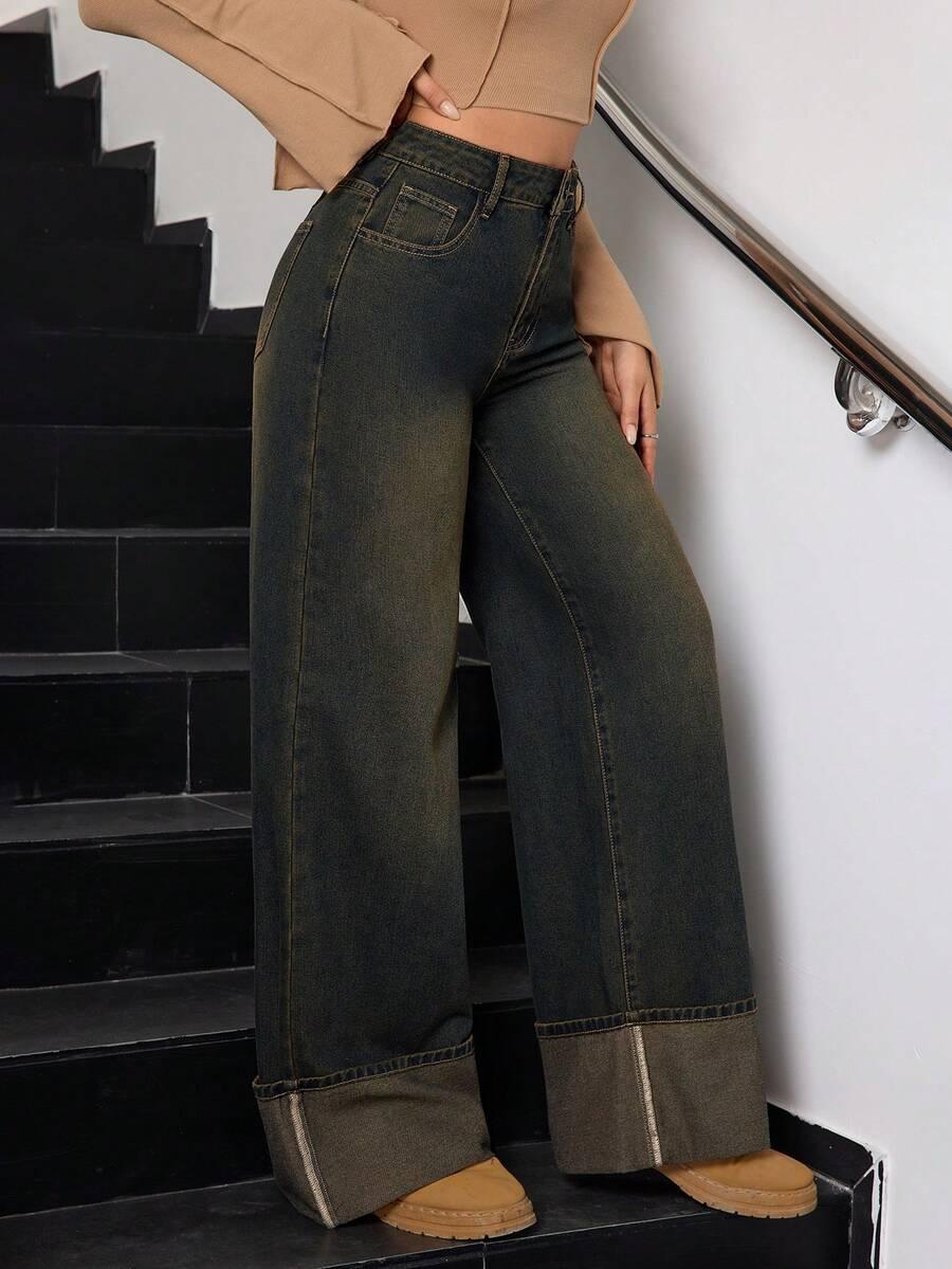 spodnie jeans wysoki stan