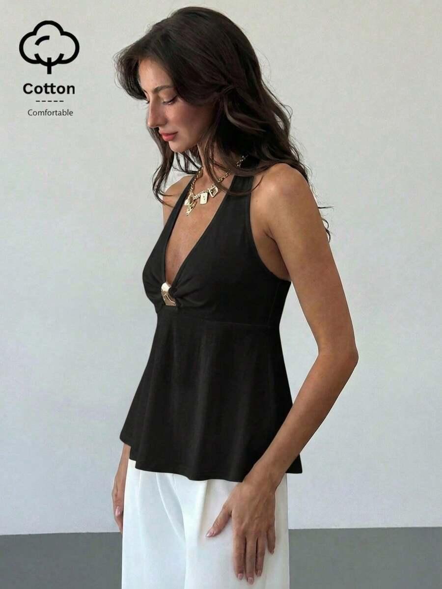 czarny top odkryte plecy