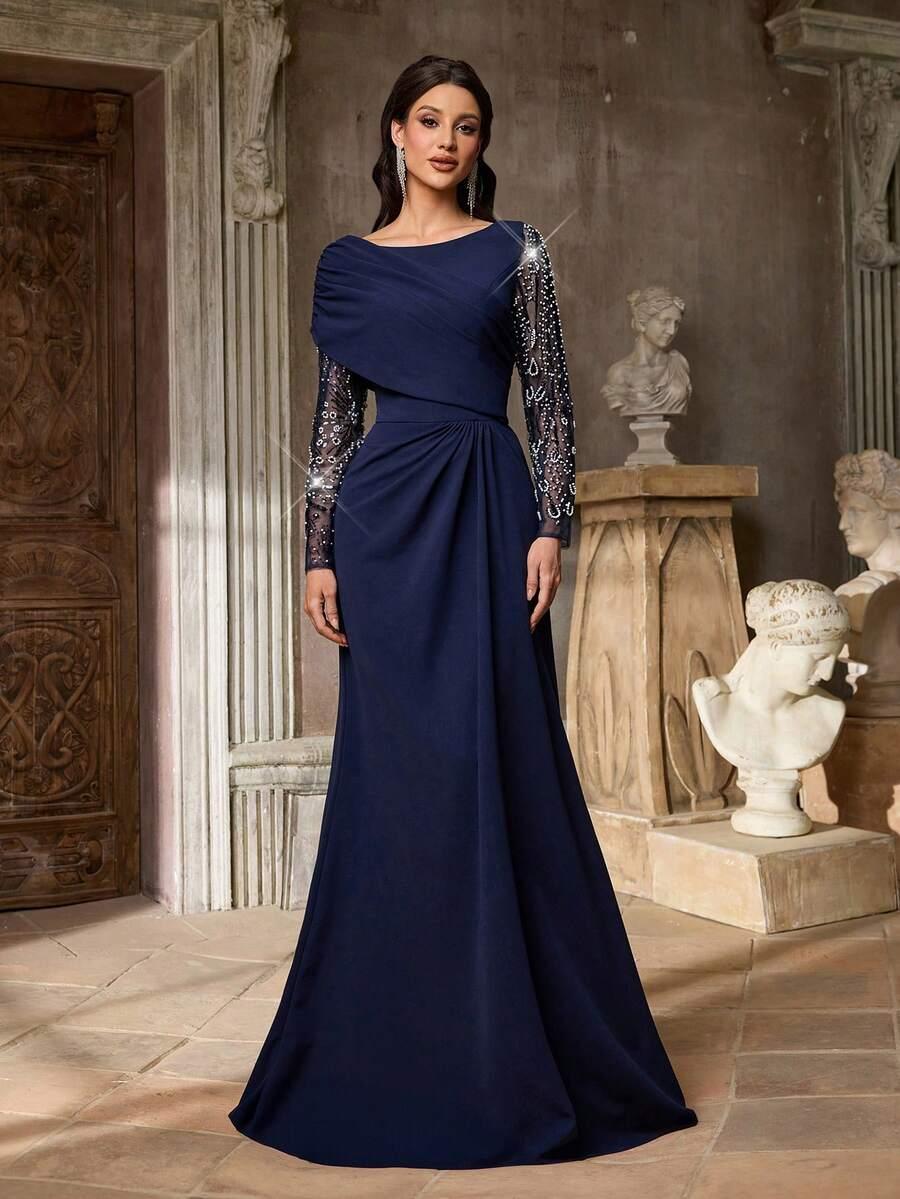 niebieska sukienka maxi