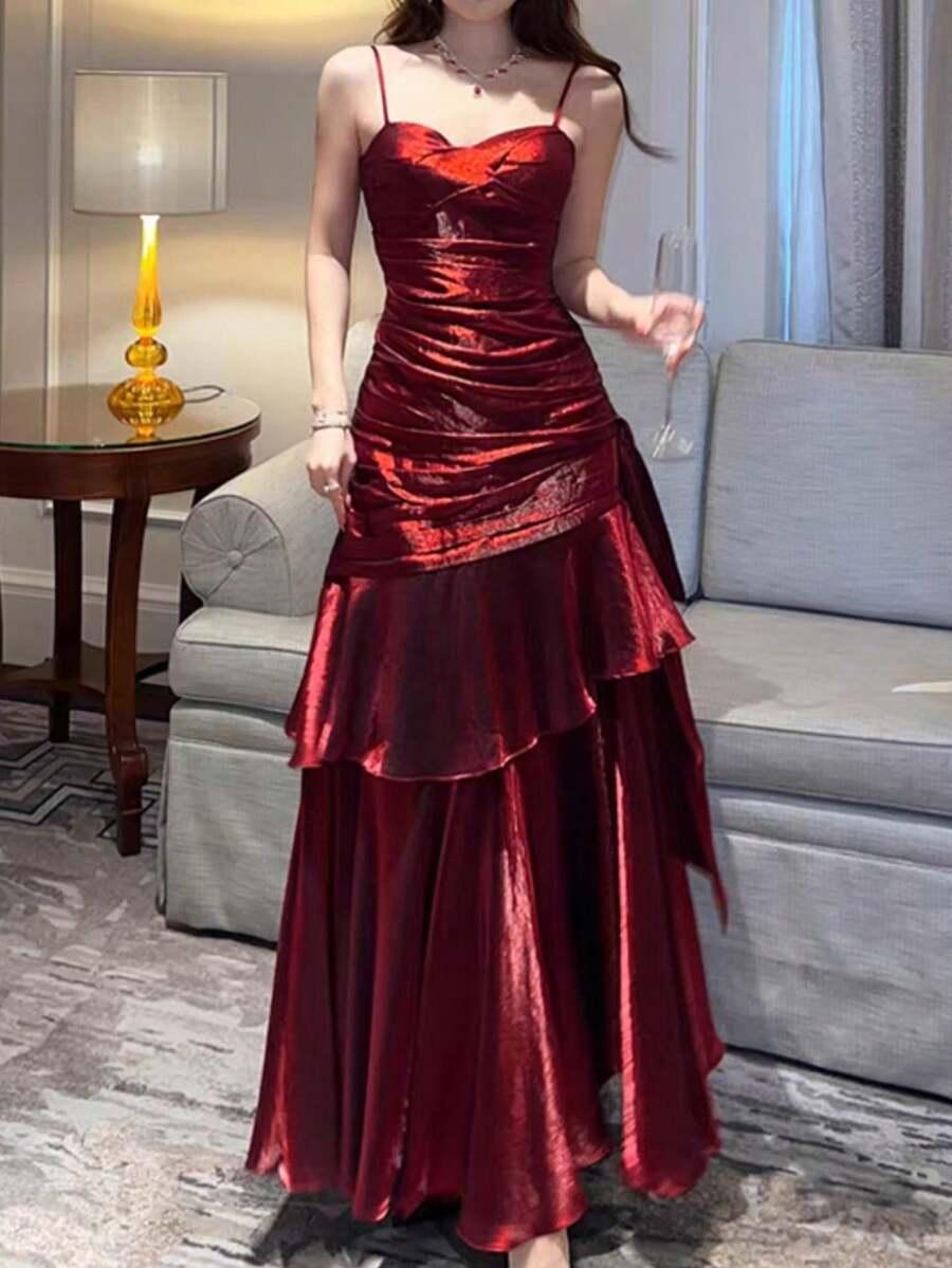 czerwona maxi sukienka
