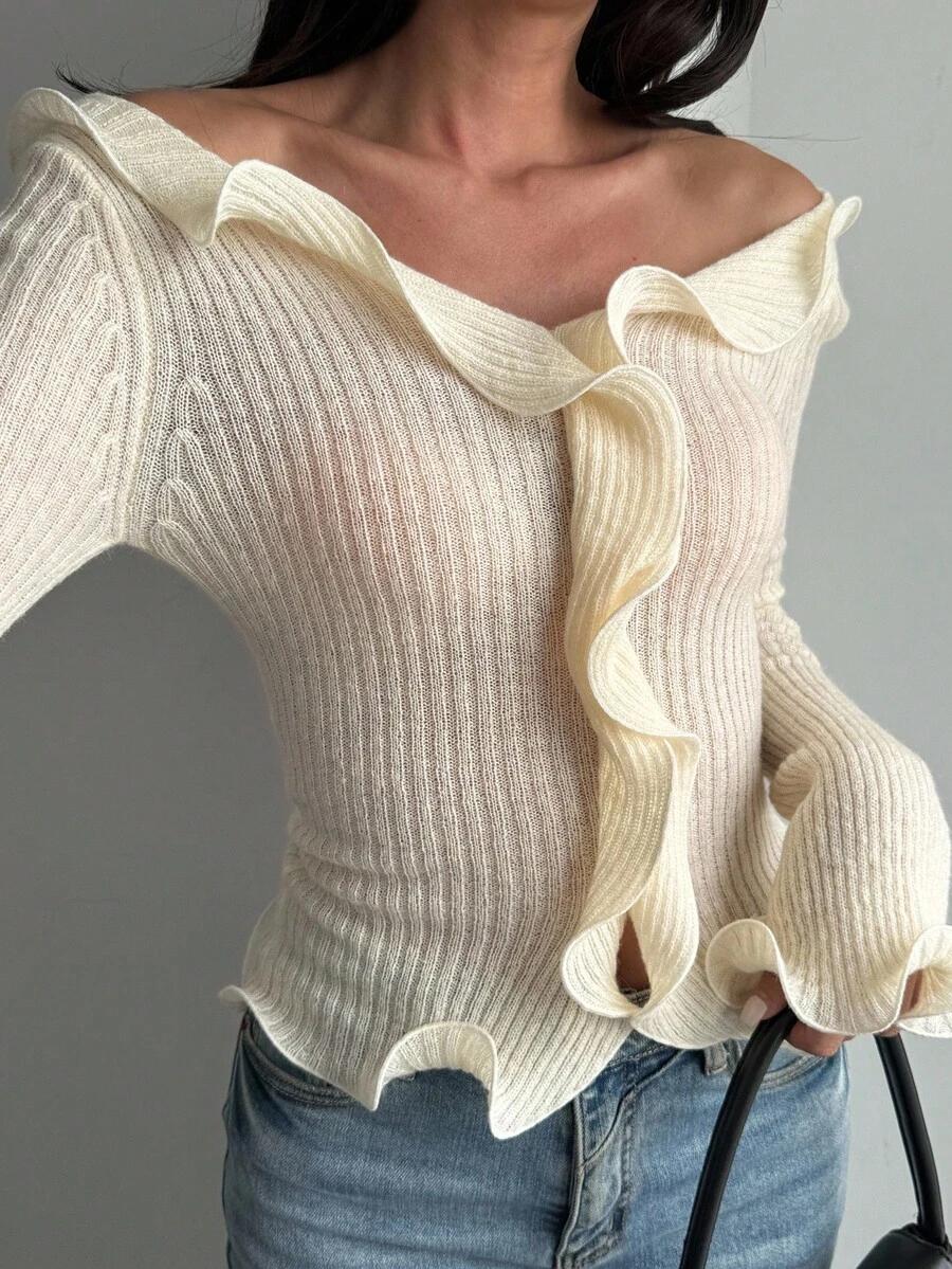 SWETER DAMSKI Z FALBANAMI 