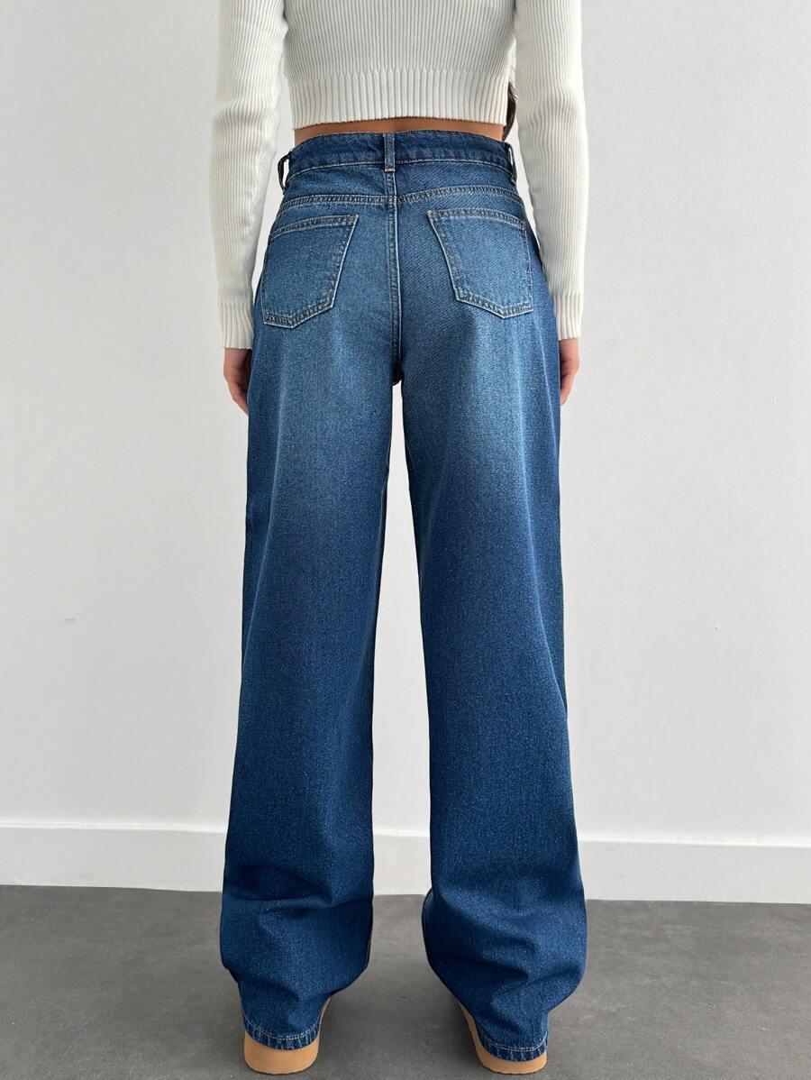 niebieskie spodnie jeans wysoki stan 