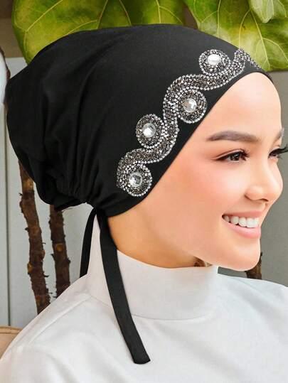 CZARNA BANDANA NA GŁOWĘ ZDOBIENIE