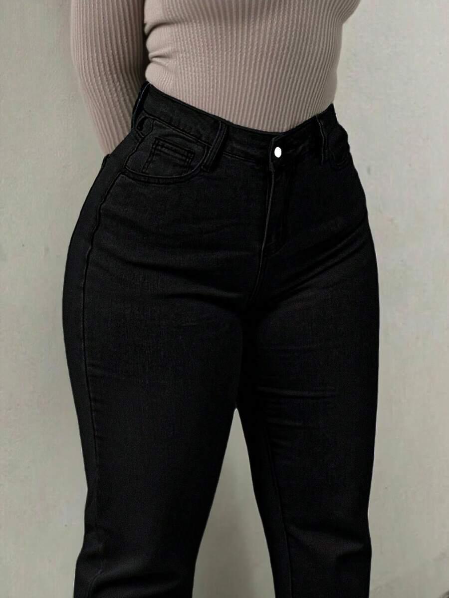 CZARNE SPODNIE JEANS 