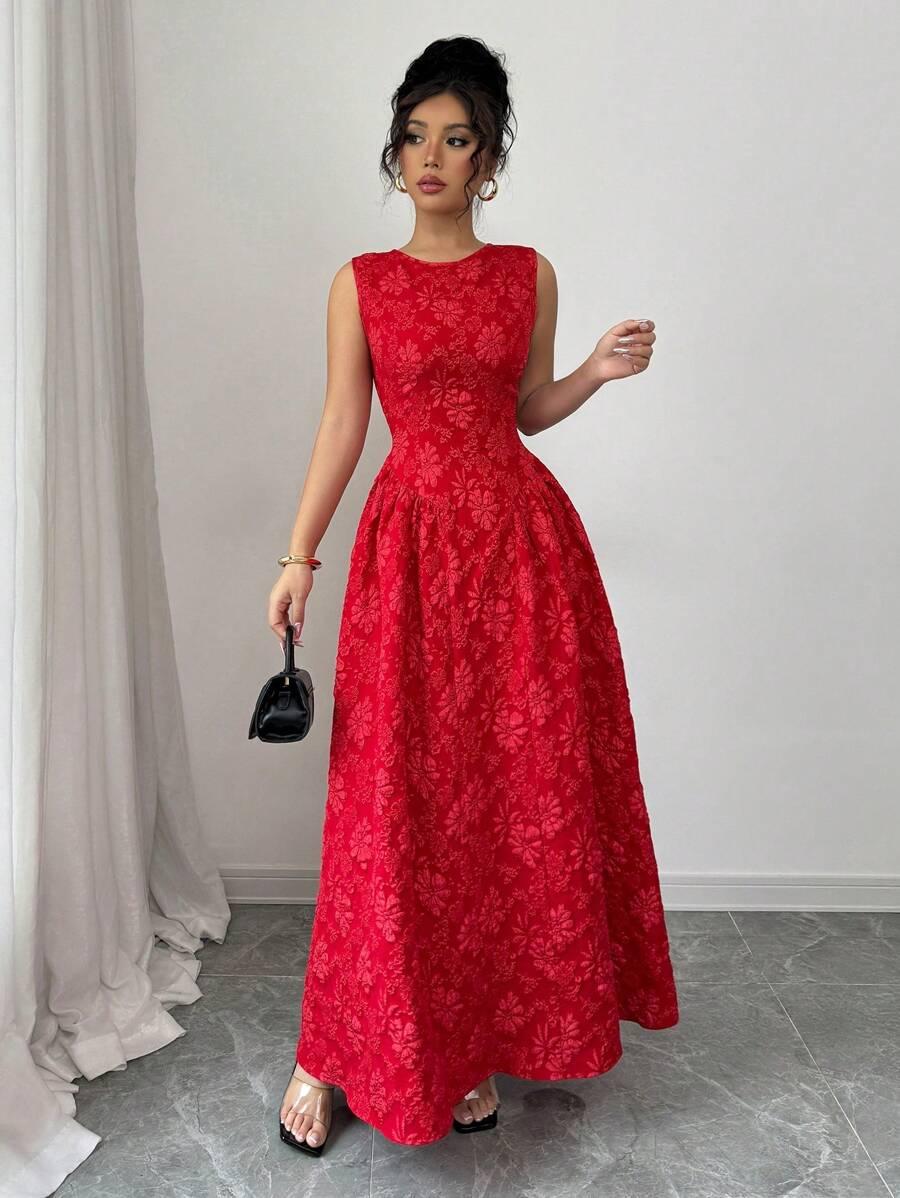 CZERWONA MAXI SUKIENKA