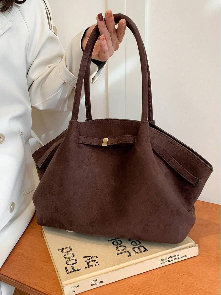 BRĄZOWA TOREBKA IMITACJA ZAMSZU