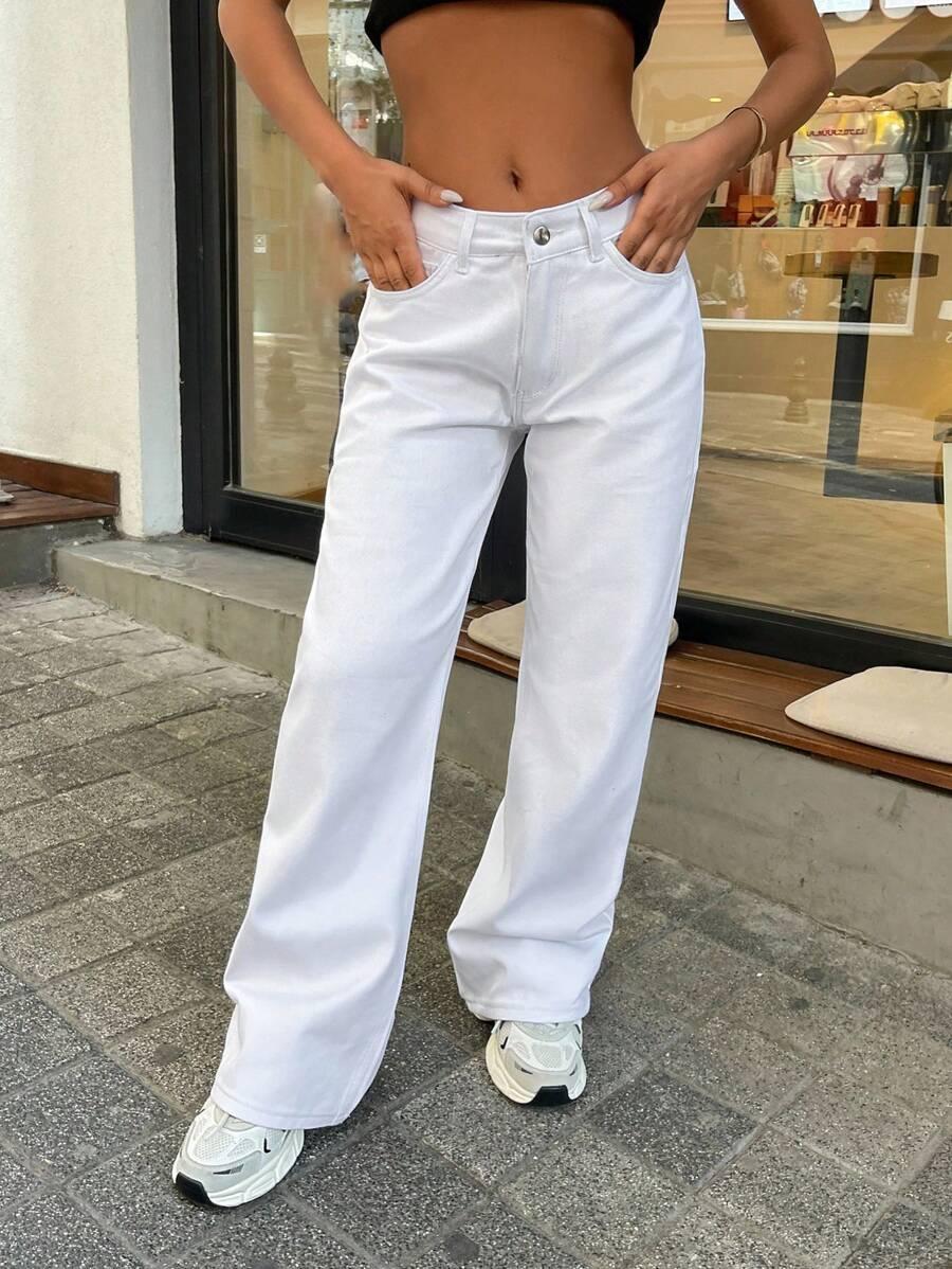 BIAŁE SPODNIE JEANS