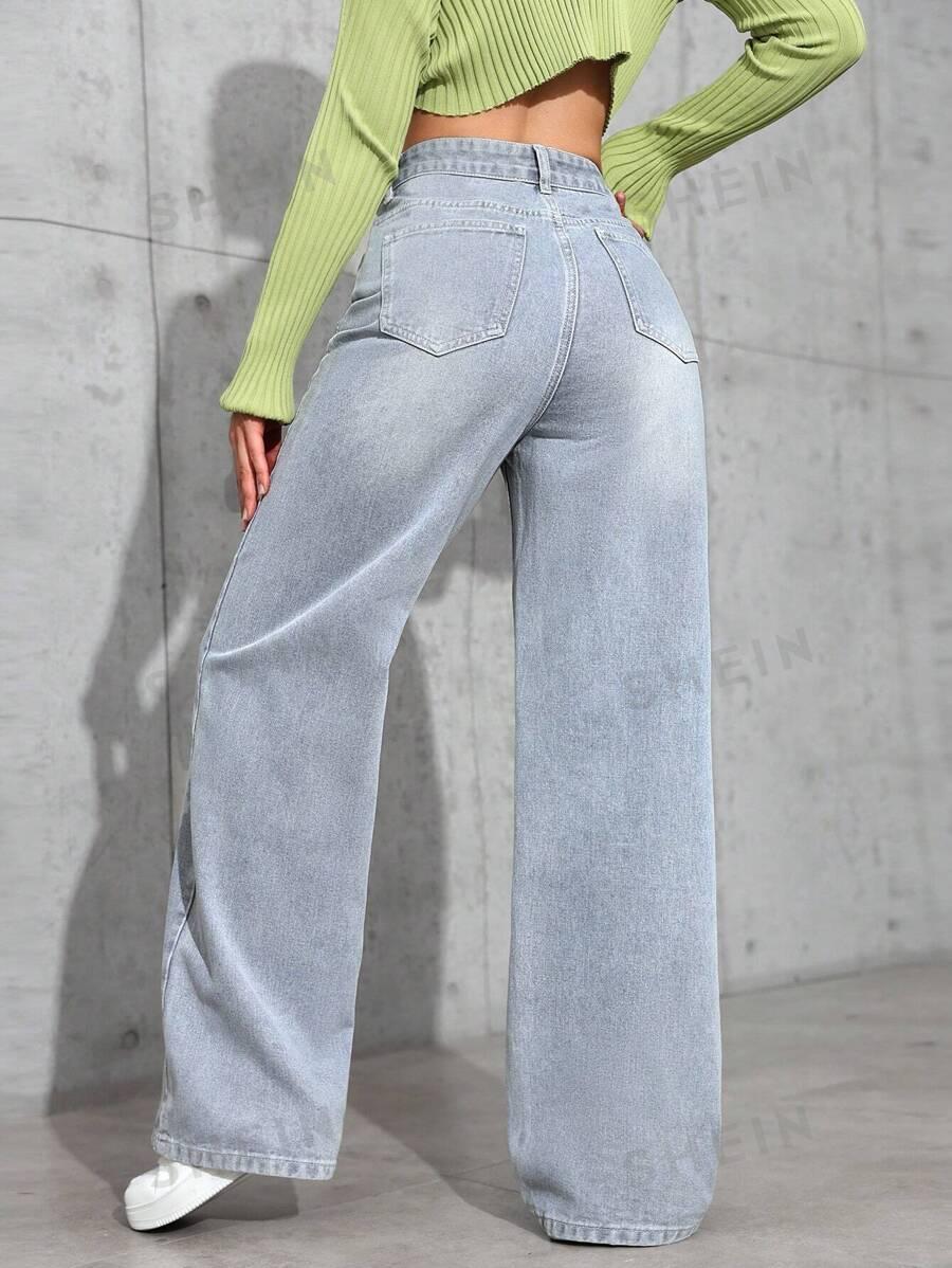 szare spodnie jeans wysoki stan