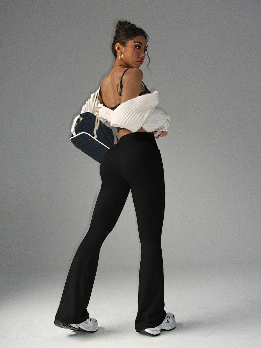 czarny legginsy dzwony