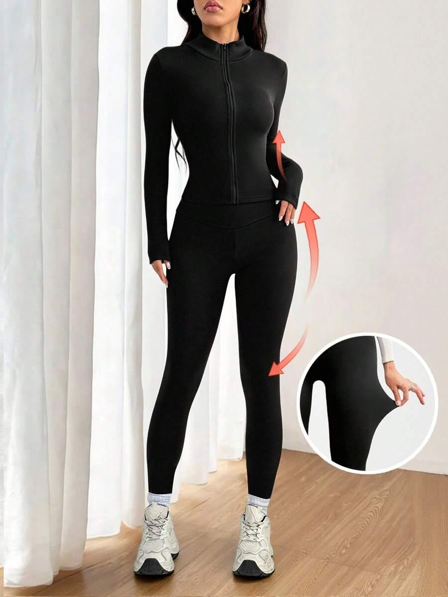 czarne klasyczne legginsy