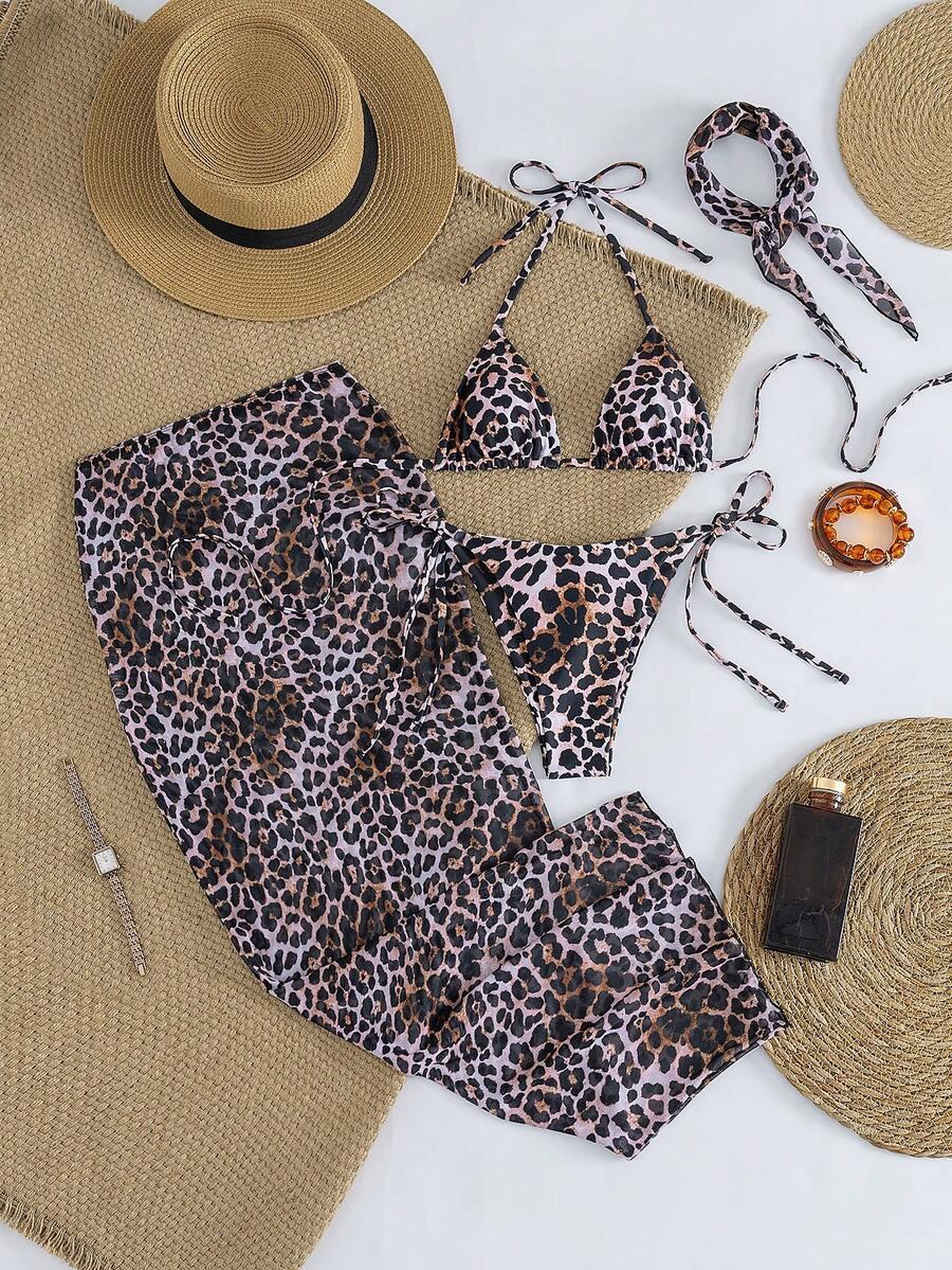 wiązany dół od bikini animal print