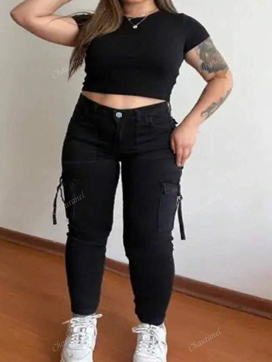 CZARNE SPODNIE JEANS