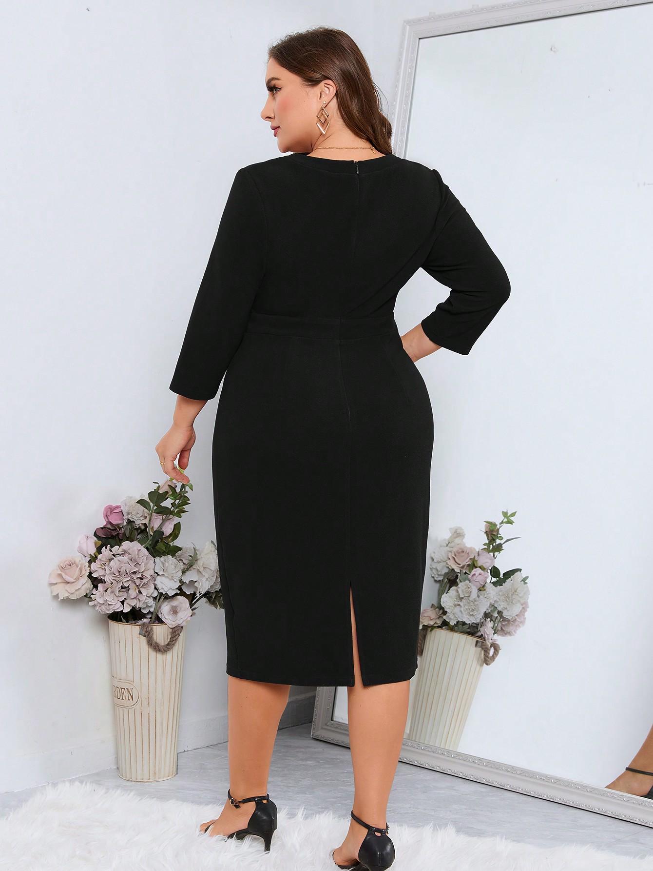 CZARNA SUKIENKA V-NECK