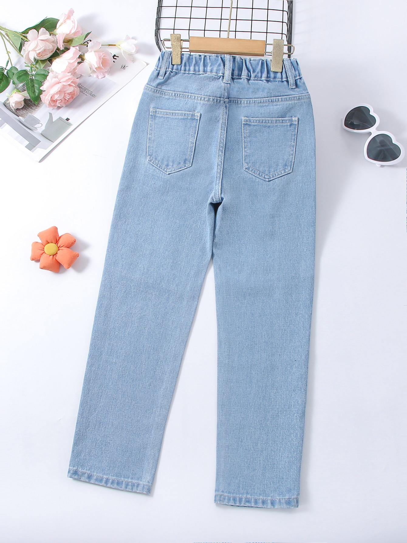 spodnie mom jeans kontrast ripped