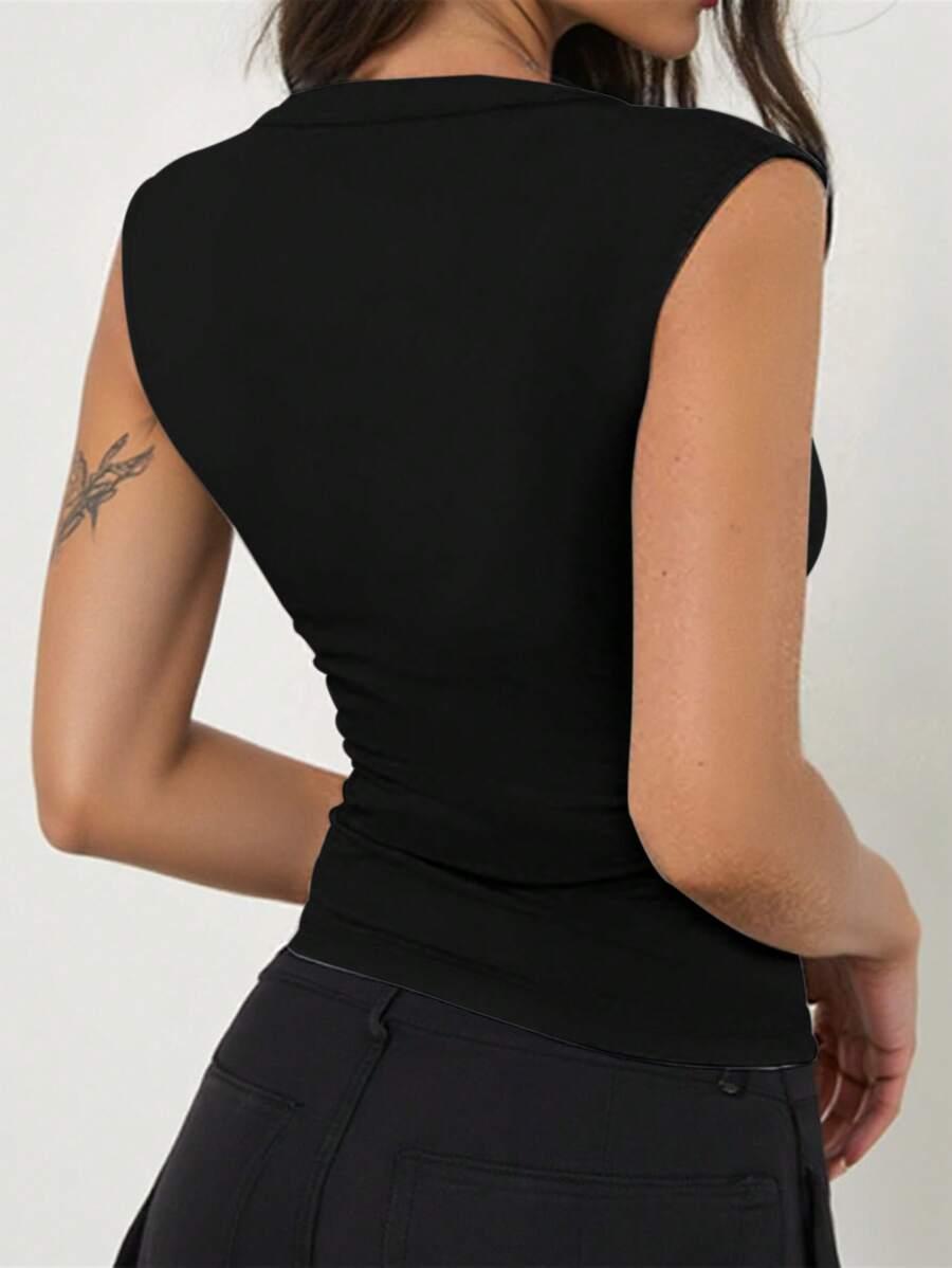 czarny top v-neck