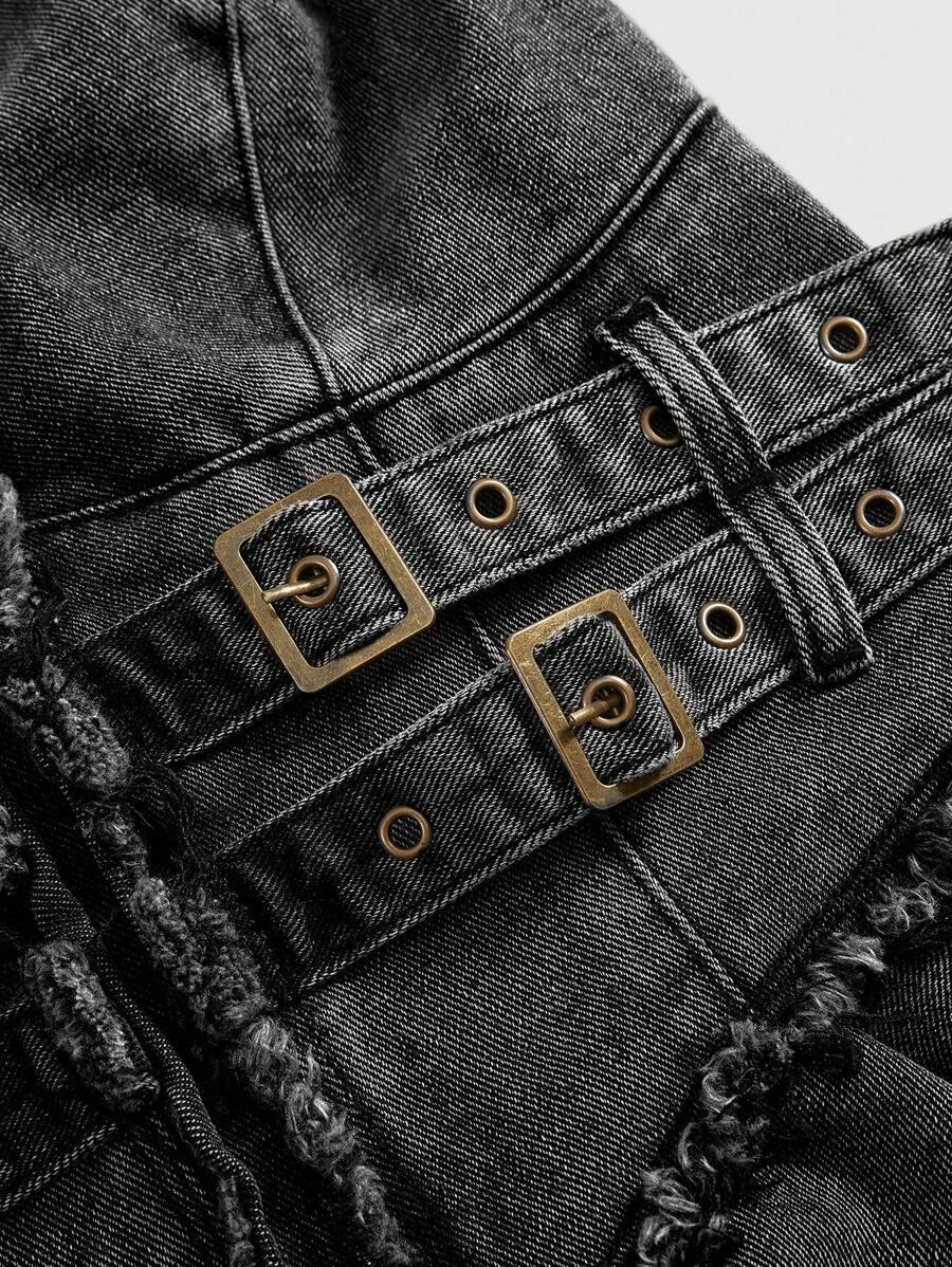 CZARNA MINI SUKIENKA JEANS