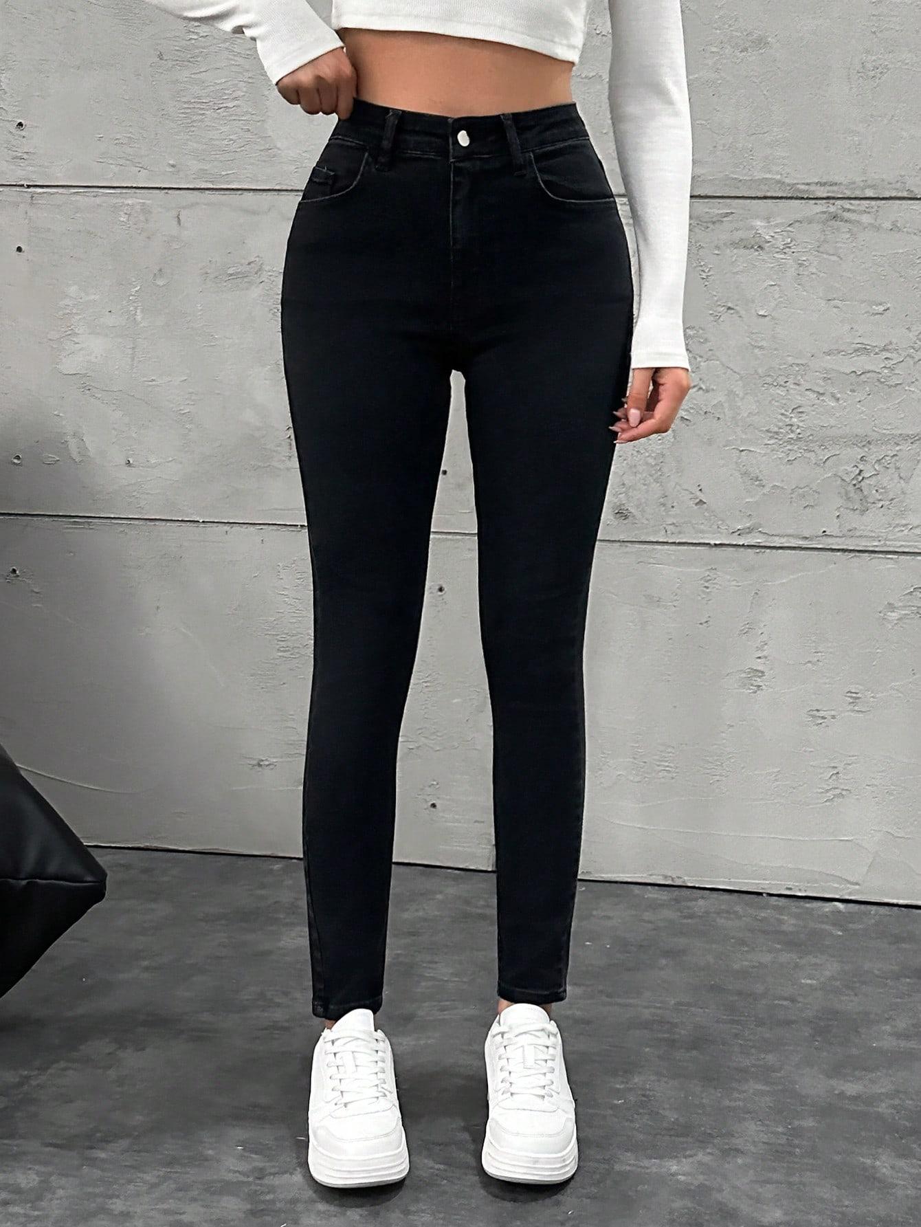 CZARNE SPODNIE JEANS 