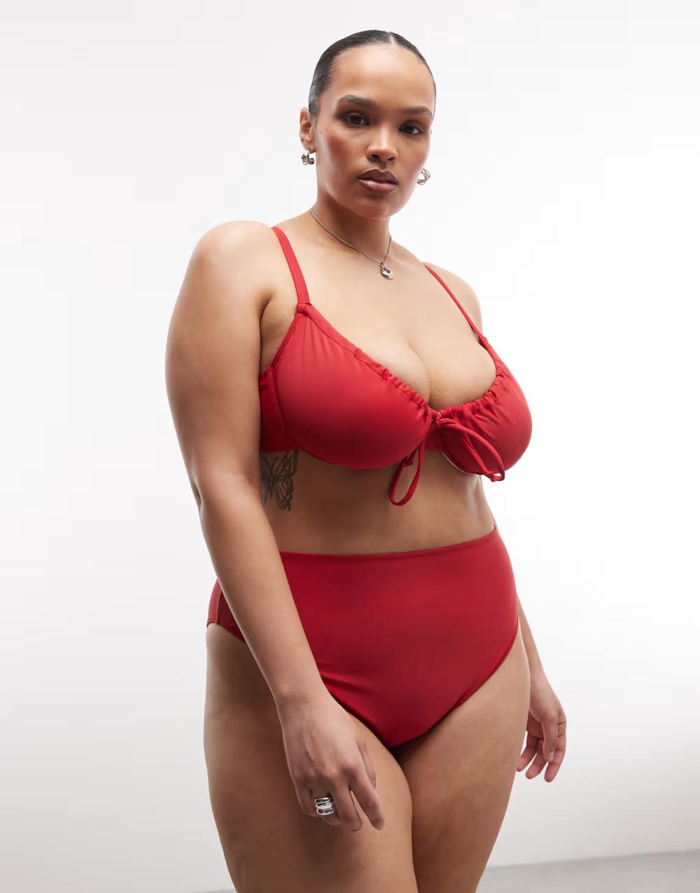czerwona góra od bikini wiązanie