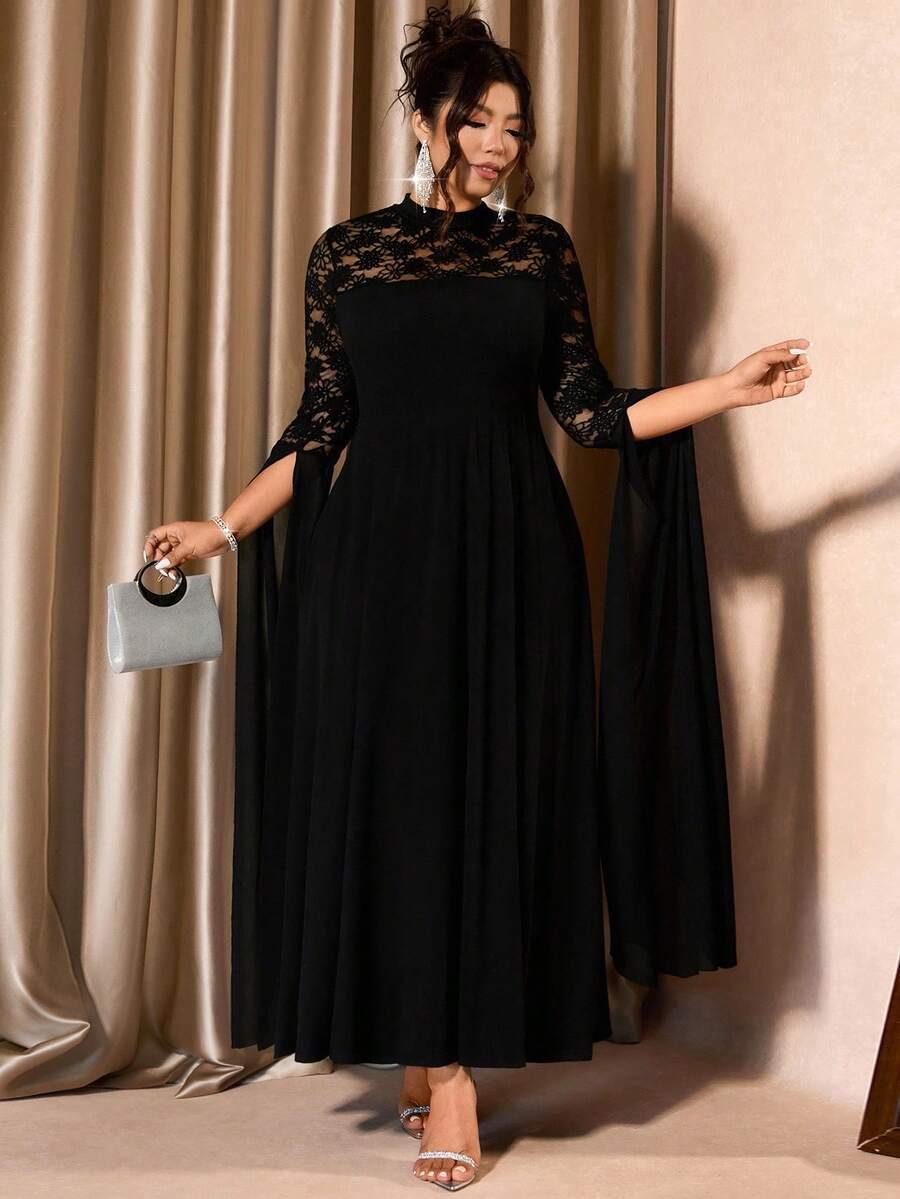 czarna sukienka maxi koronka