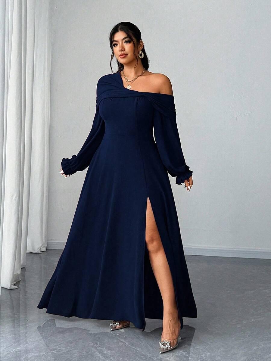 niebieska sukienka maxi
