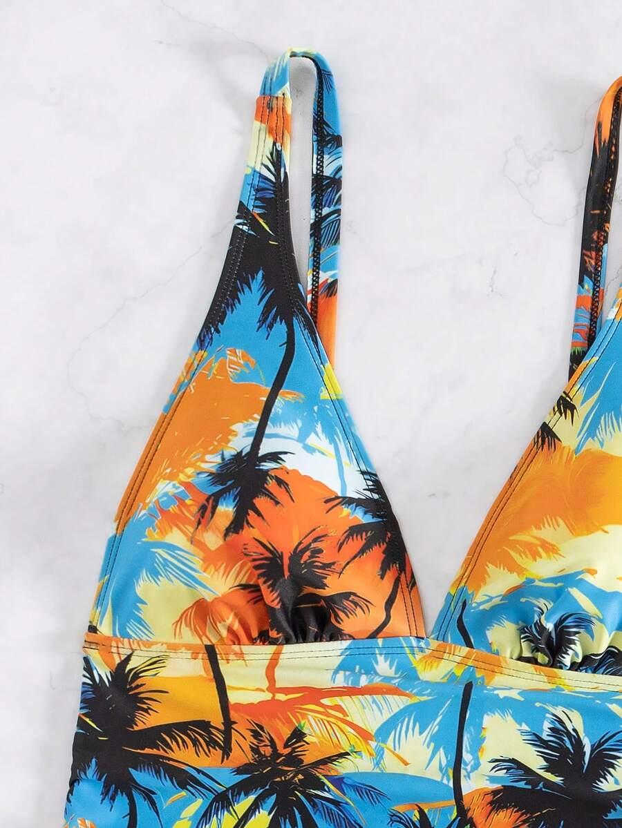 DWUCZĘŚCIOWY STRÓJ KĄPIELOWY tankini wzór hawajski