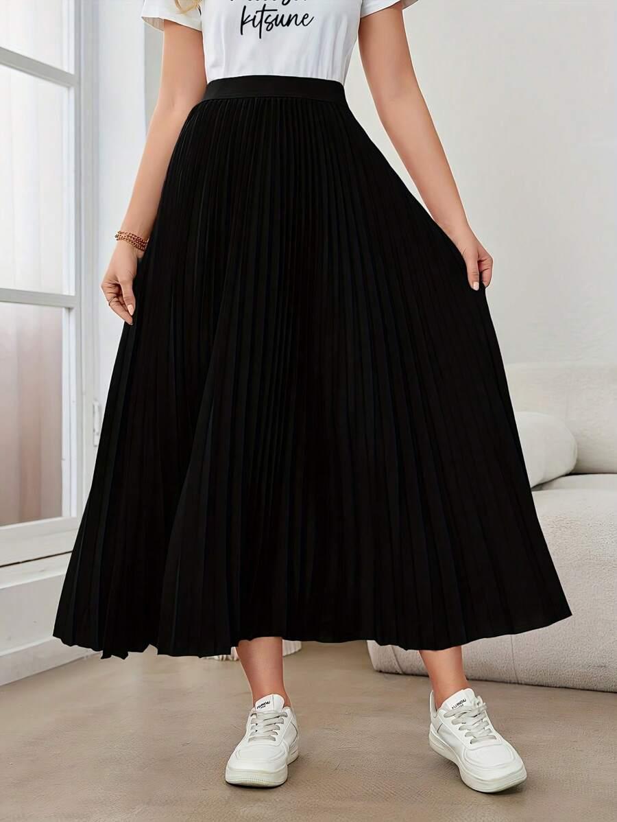 czarna plisowana maxi spódnica