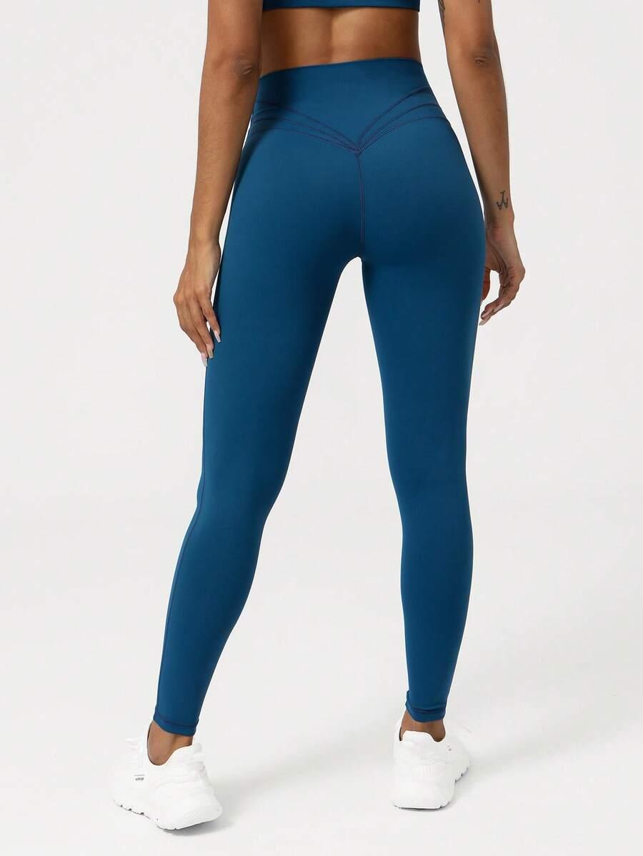 niebieskie sportowe legginsy