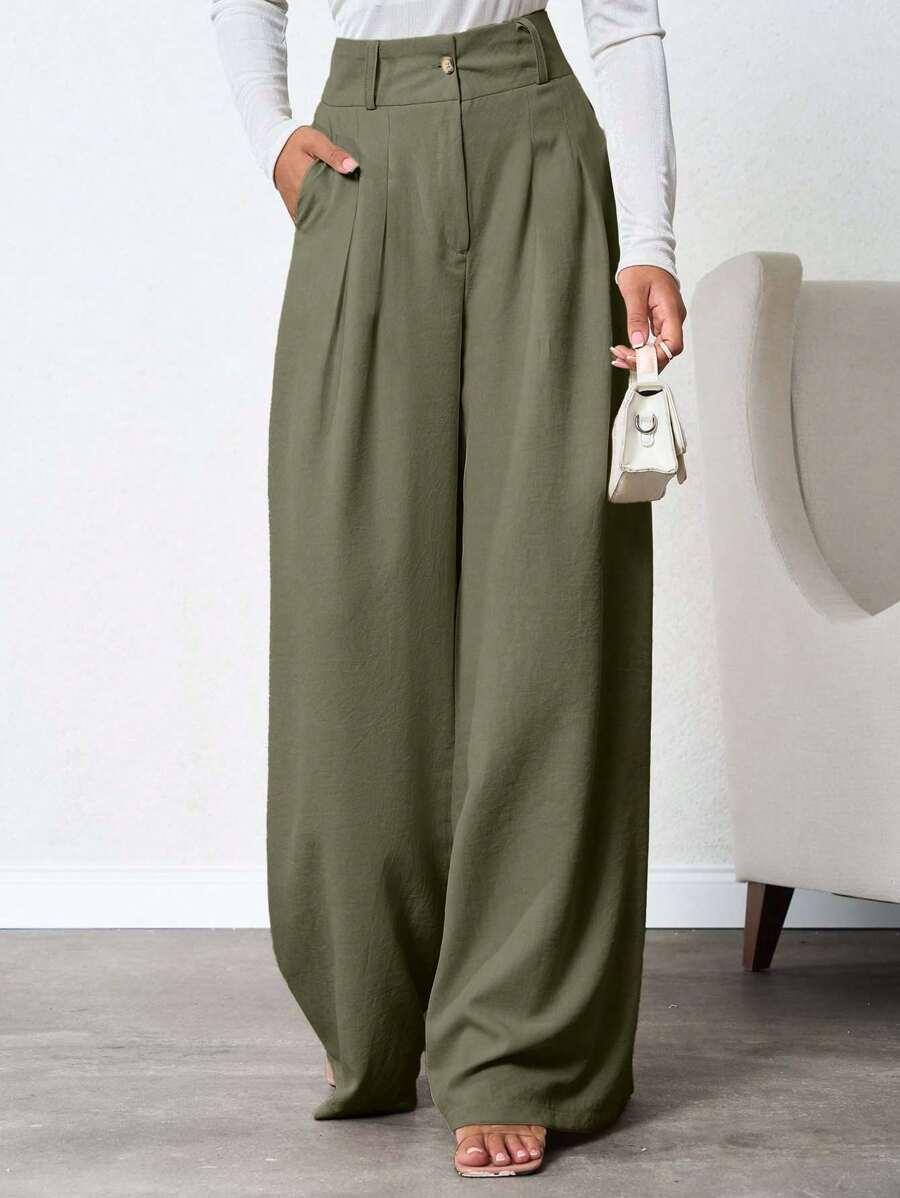 zielone eleganckie spodnie