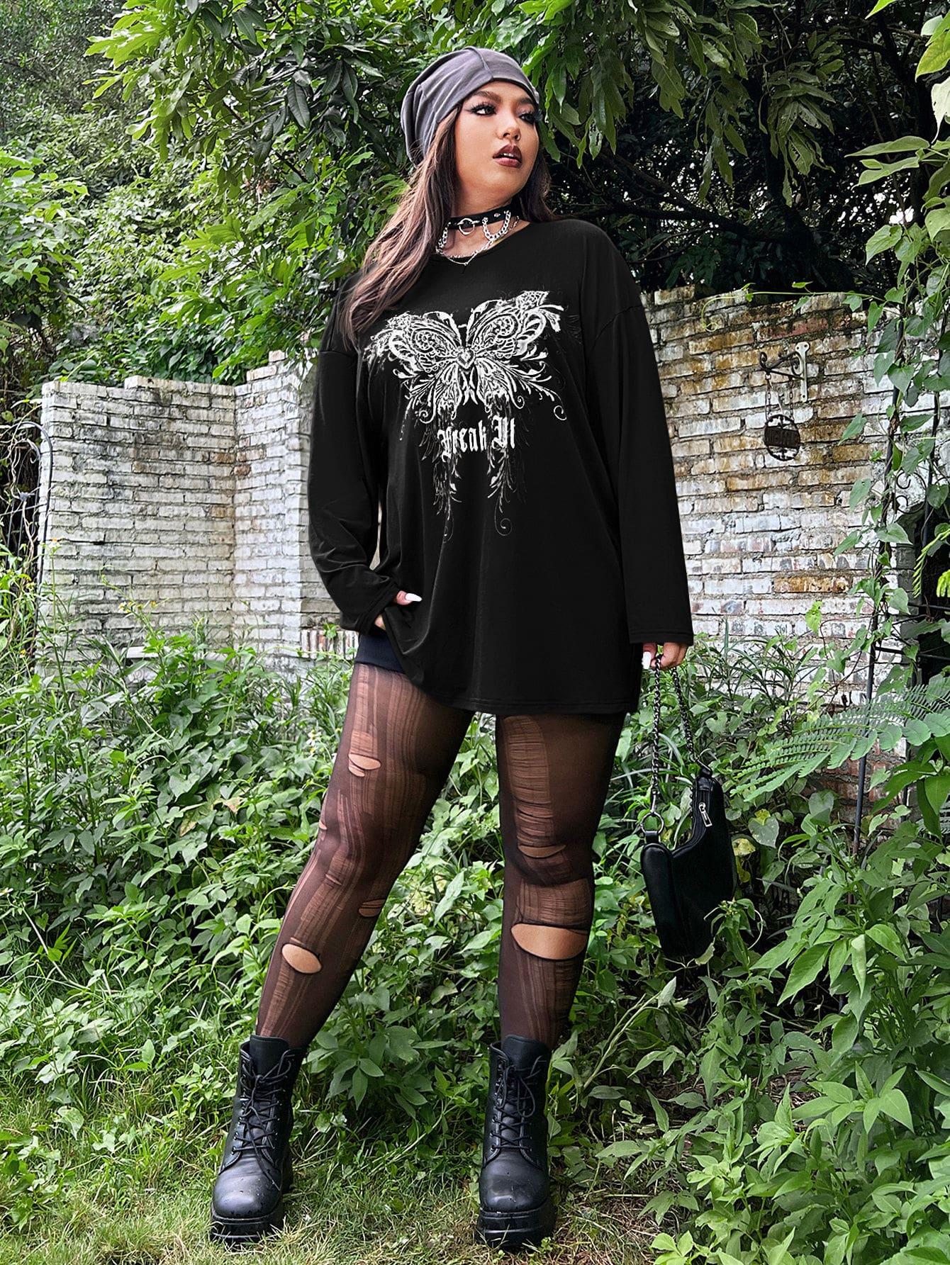 CZARNY T-SHIRTY PRINT