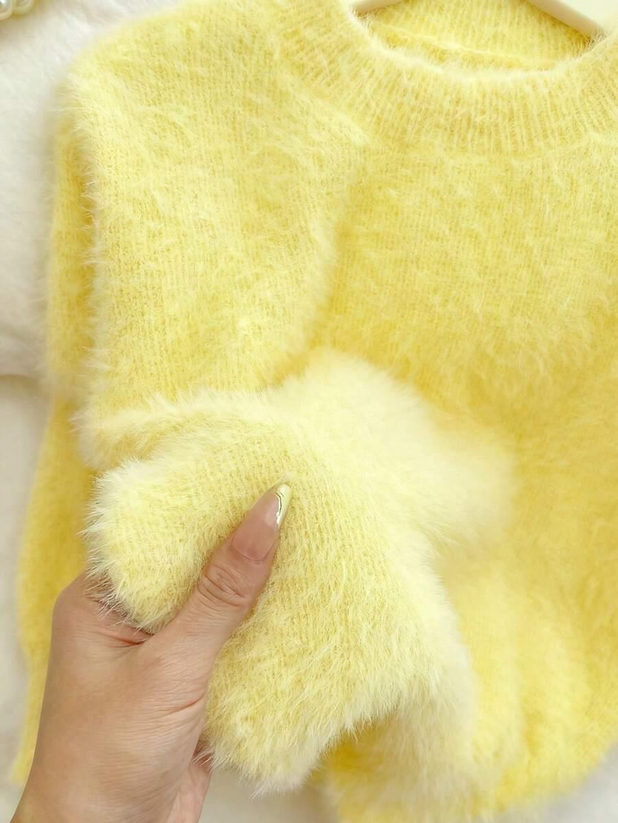 ŻÓŁTY SWETER OKRĄGŁY DEKOLT