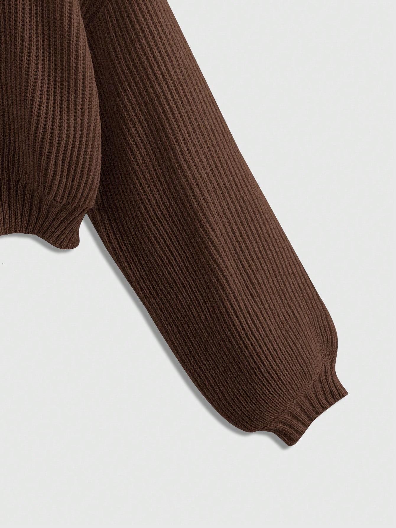 BRĄZOWY SWETER DZIANINA 